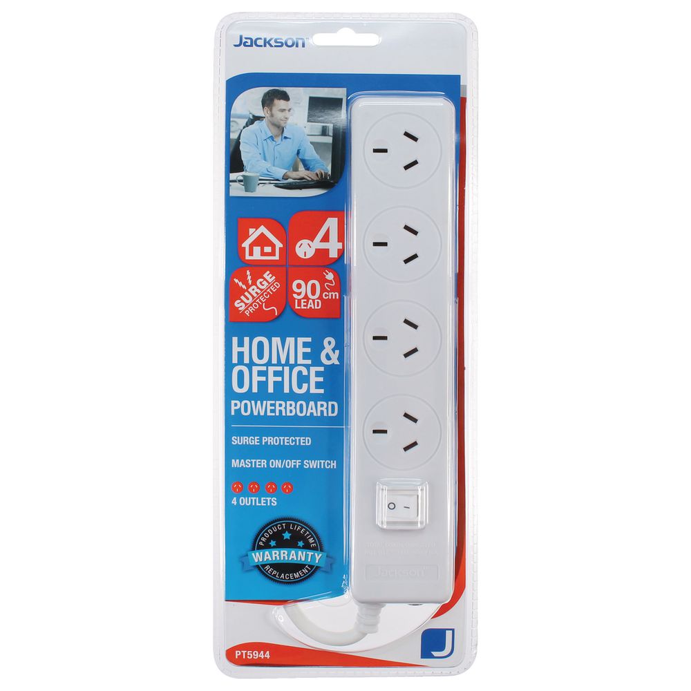 Jackson 4 Outlet Surge Protected Powerboard PT5944