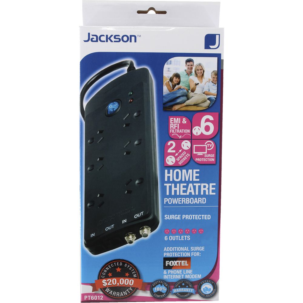 Jackson 6 Outlet Phone Line and TV Powerboard