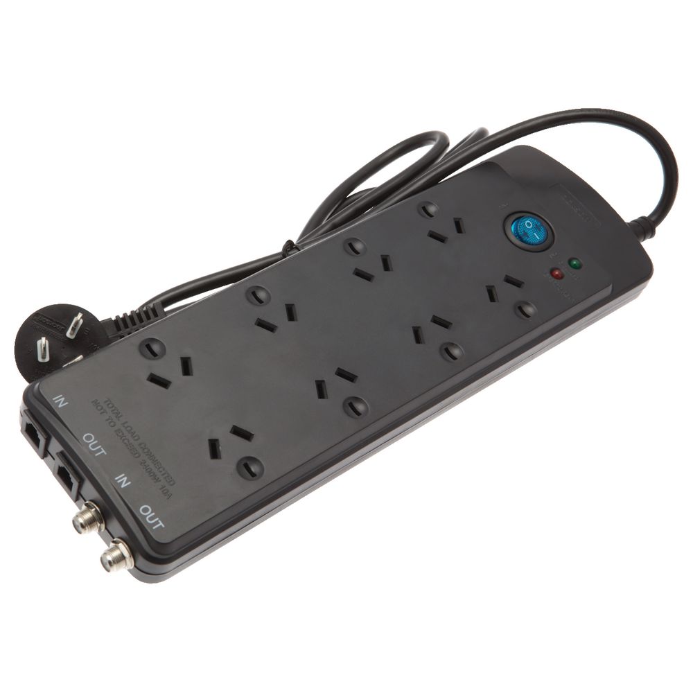 Jackson Phone and Aerial Surge Protected 8 Outlet Powerboard