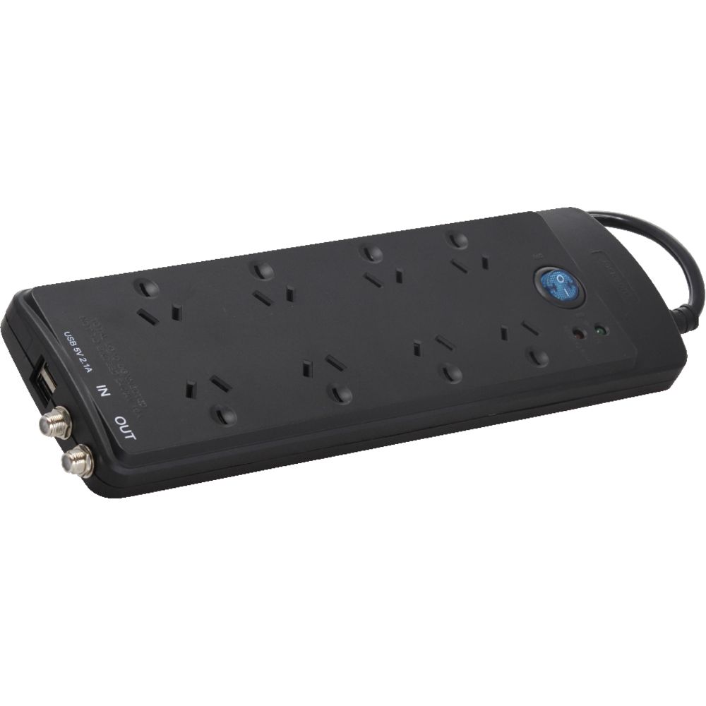 Jackson Surge Protected 8 Outlet Powerboard Black
