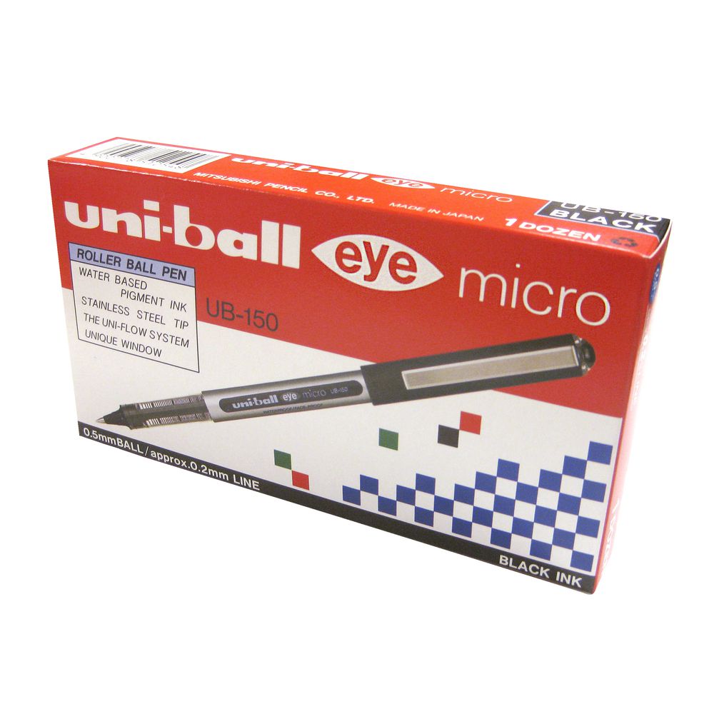 Uni-Ball Eye Micro Rollerball Pens Black 12 Pack