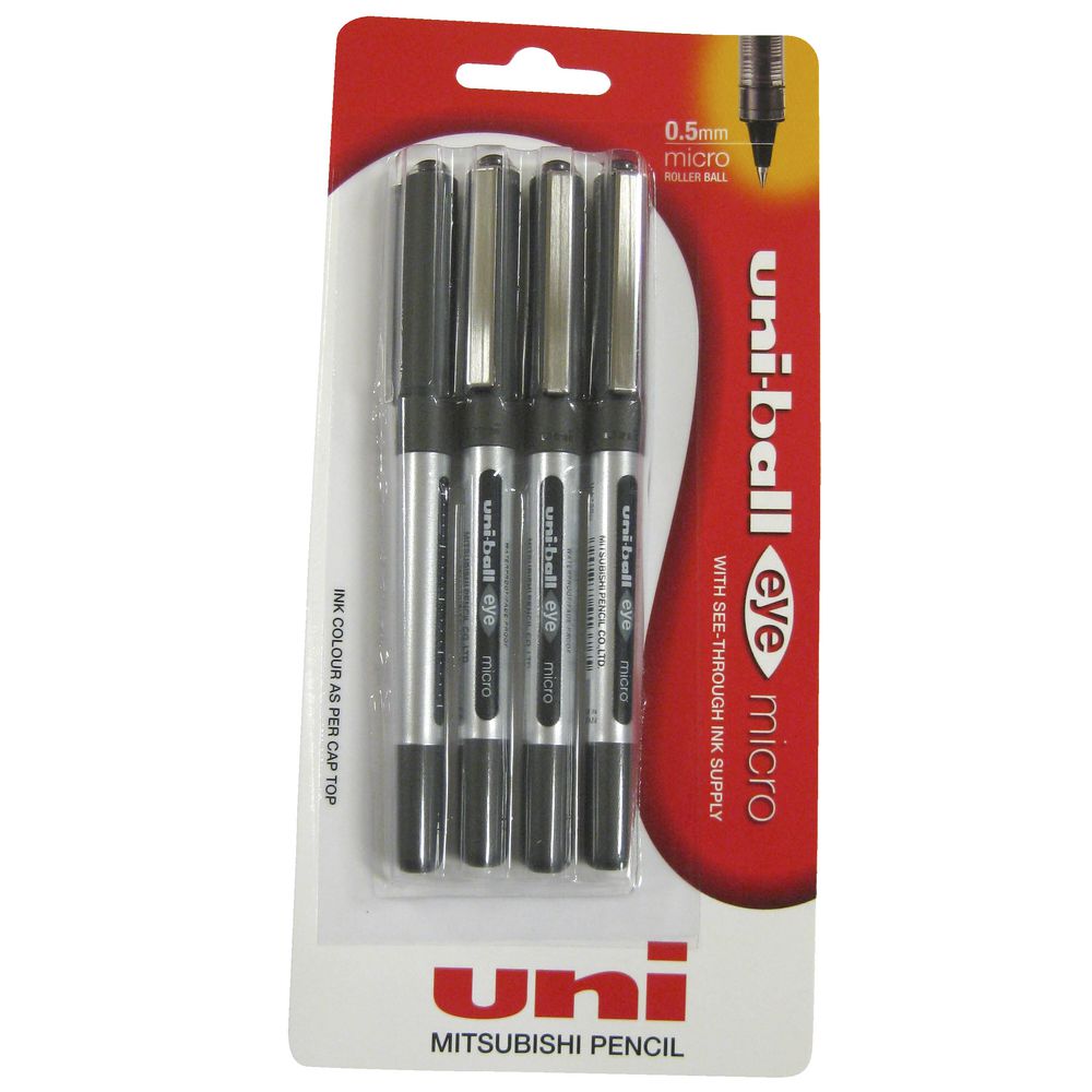 Uni-Ball Eye Micro Rollerball Pens Black 4 Pack