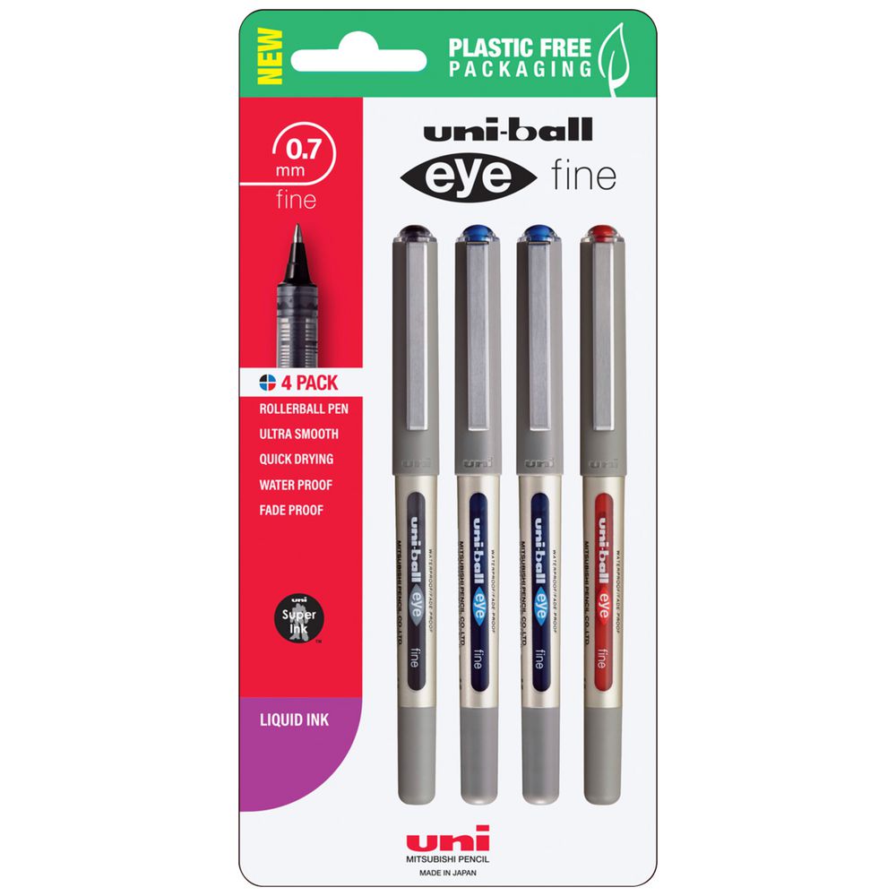 UniBall Erasable Rollerball Pens Black Packs of 3 & 5 Assorted Colours