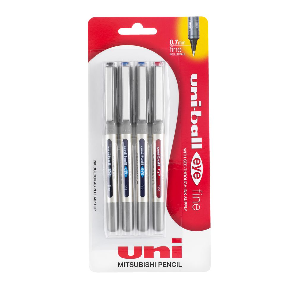 Uni-Ball Eye Fine Rollerball Pens Assorted 4 Pack