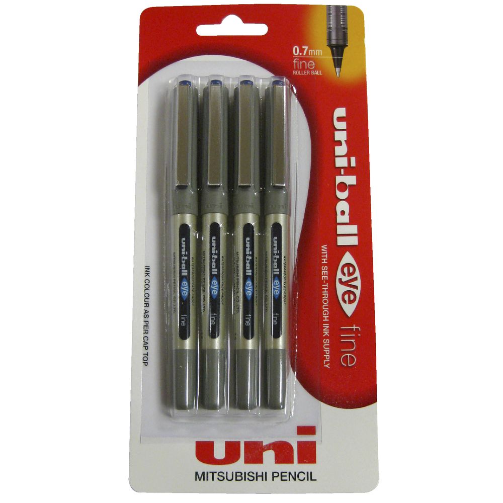 Uni-Ball Eye Fine Rollerball Pens Blue 4 Pack