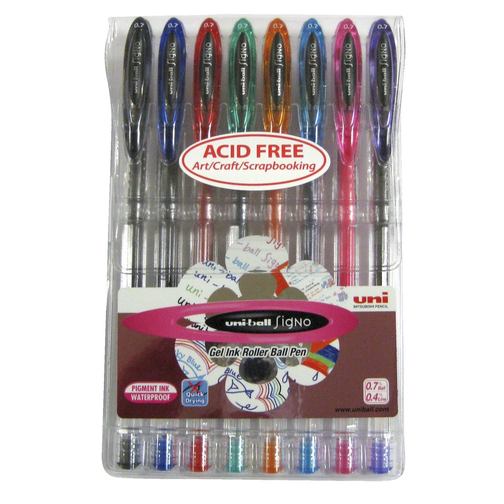 Uni-Ball Signo Fine Gel Pens Assorted 8 Pack