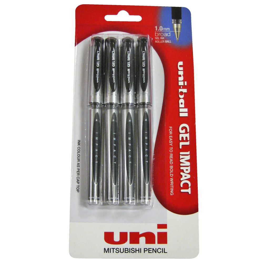 Uni-Ball Gel Impact Gel Pen Black 4 Pack