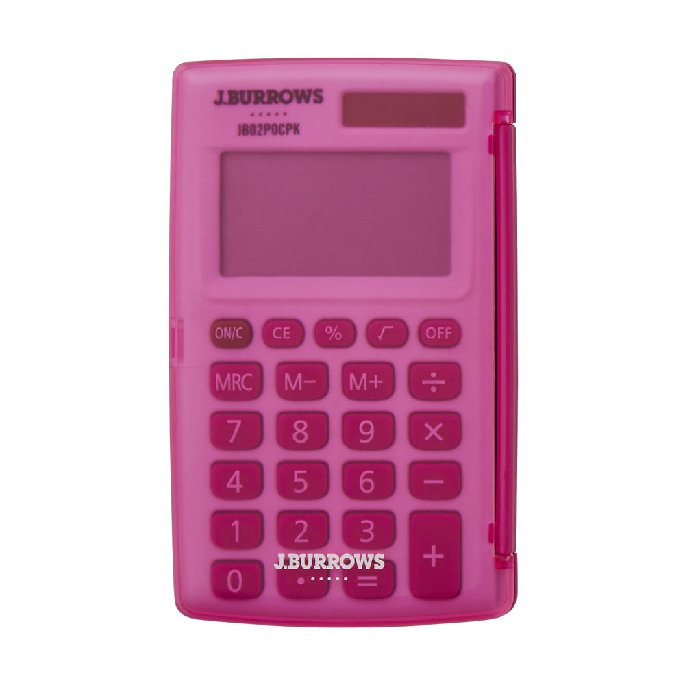 J.Burrows 8 Digit Pocket Calculator Pink