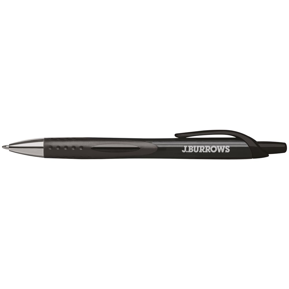 J.Burrows Retractable Ballpoint Pens Black 3 Pack