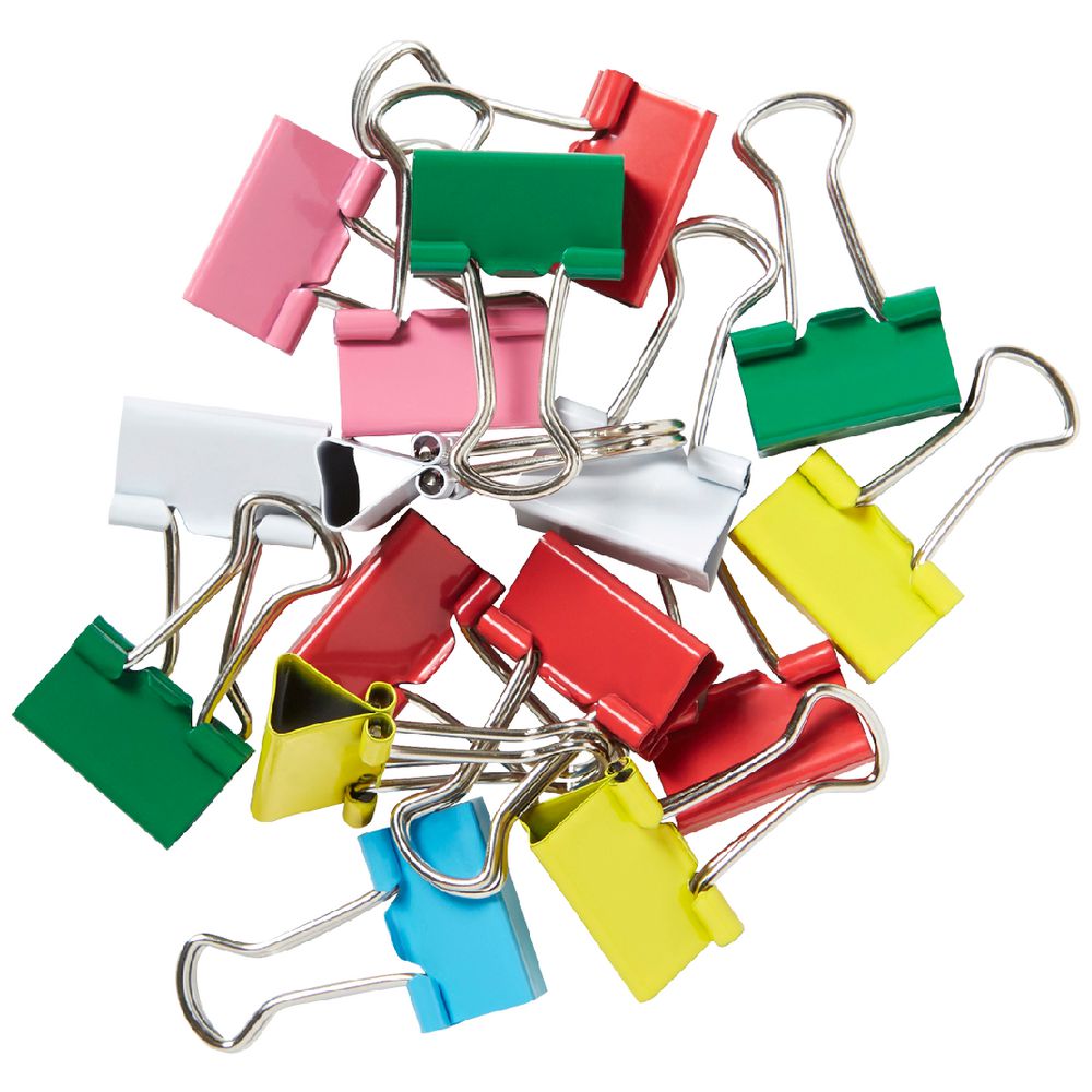 J.Burrows 15mm Foldback Clips Assorted 28 Pack