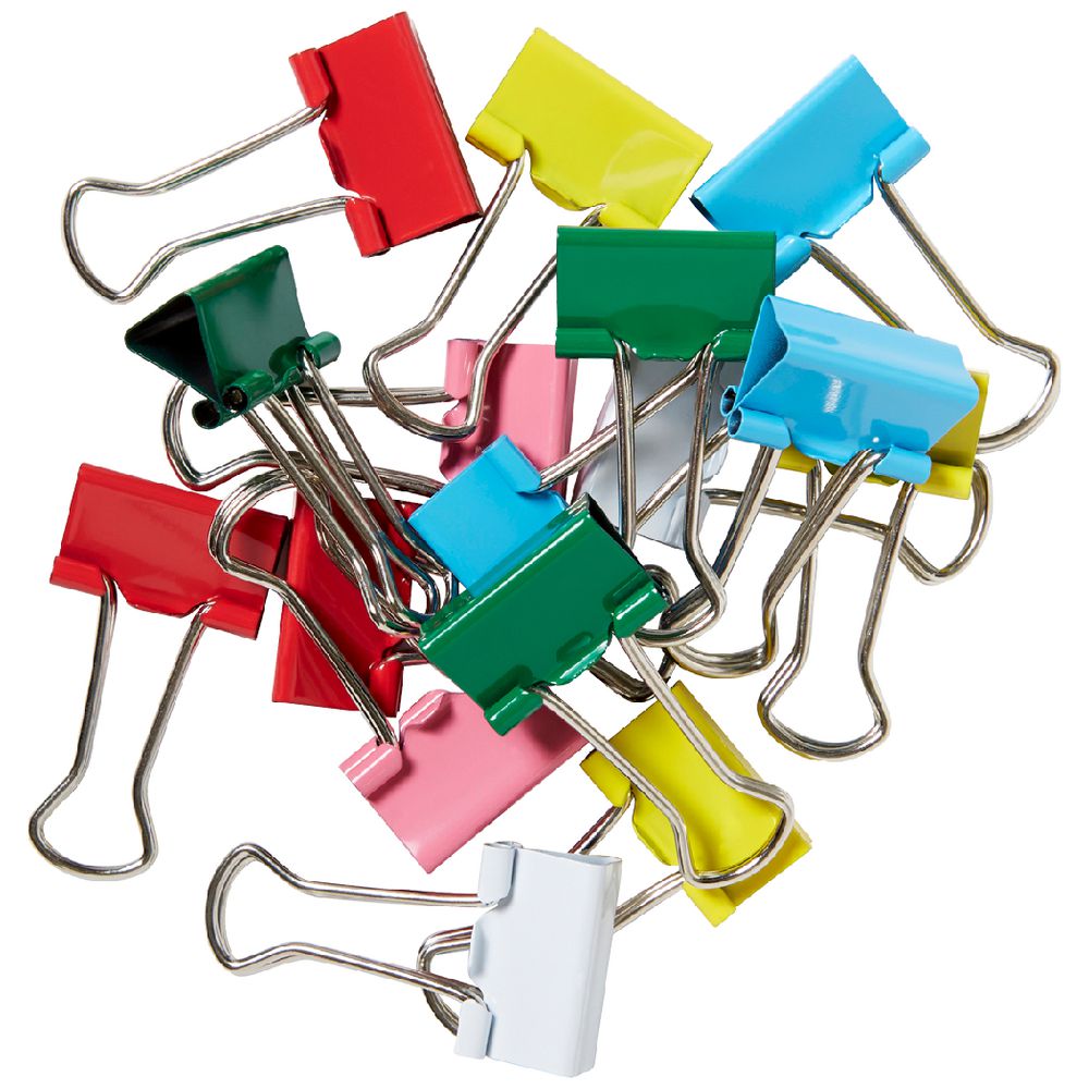 J.Burrows 19mm Foldback Clips Assorted 16 Pack