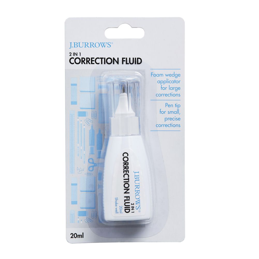 J.Burrows 2 in 1 Correction Fluid 20mL