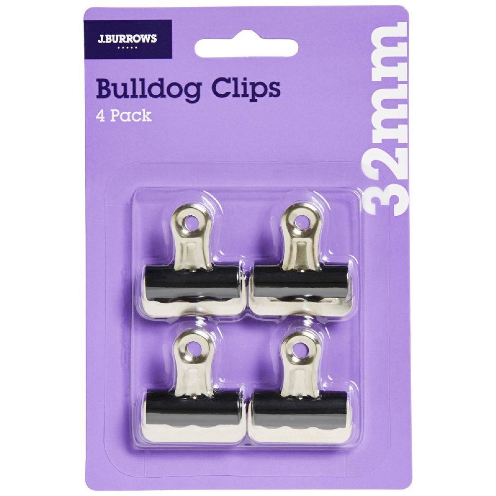J.Burrows 32mm Bulldog Clips 4 Pack