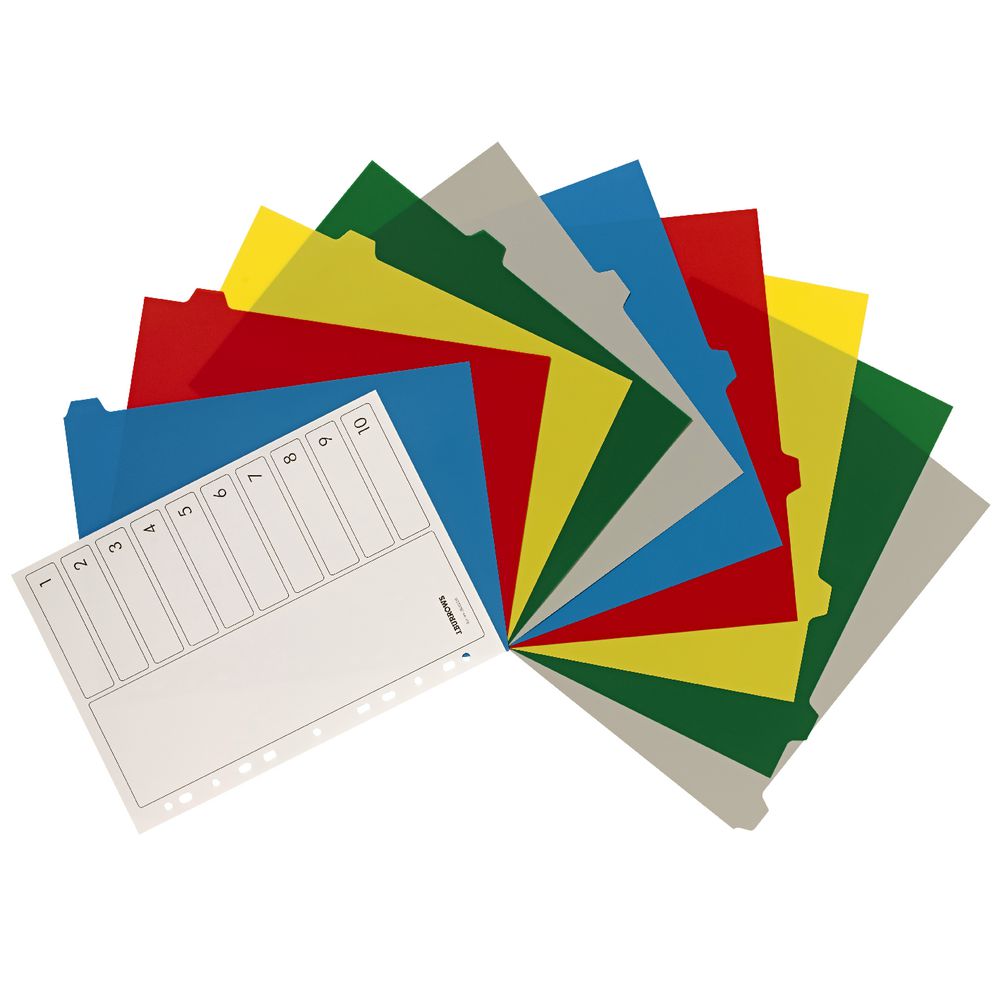 J.Burrows A4 10 Tab Dividers Plastic
