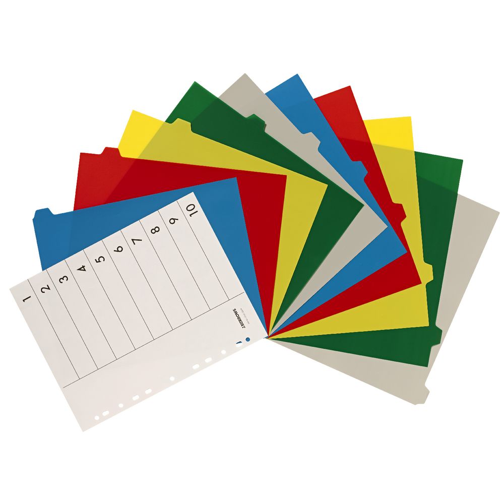J.Burrows A4 10 Tab Dividers Extra Wide Clear
