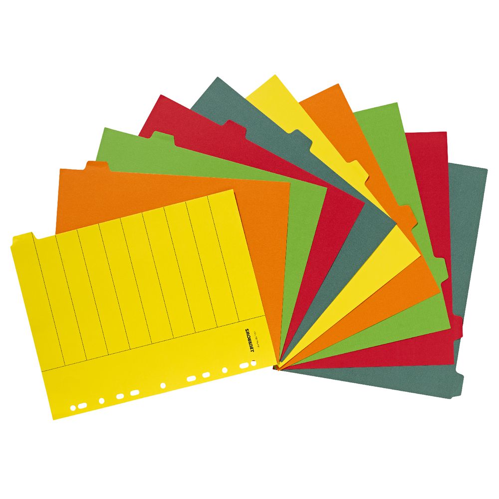 J.Burrows A4 10 Tab Dividers Extra Wide Manilla