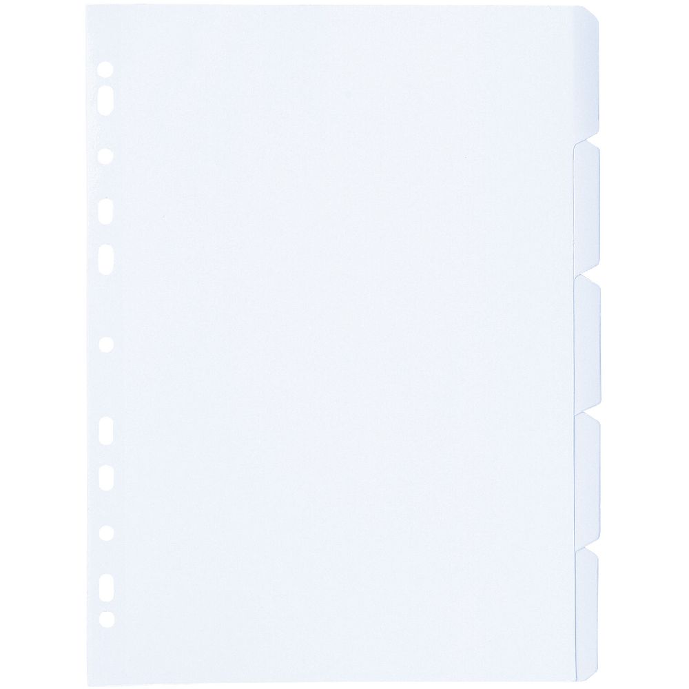 J.Burrows A4 5 Tab Dividers White 20 Pack
