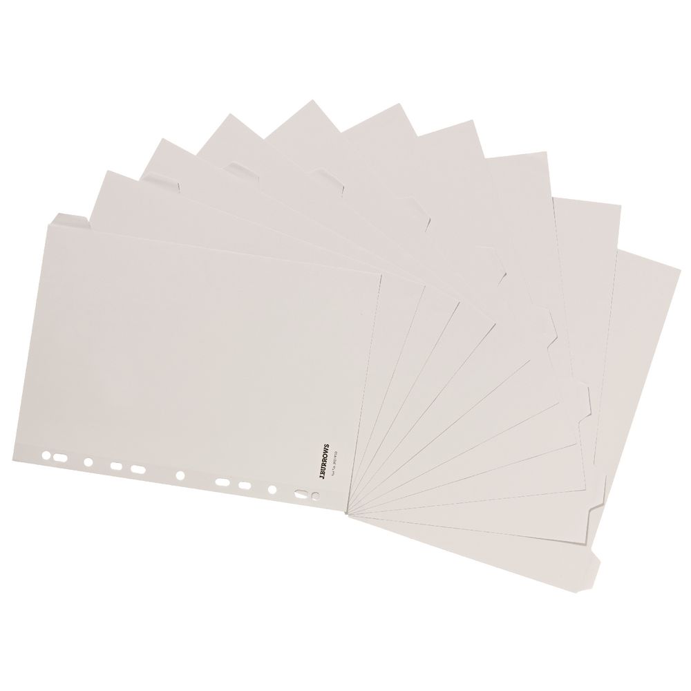 J.Burrows A4 10 Tab Dividers White