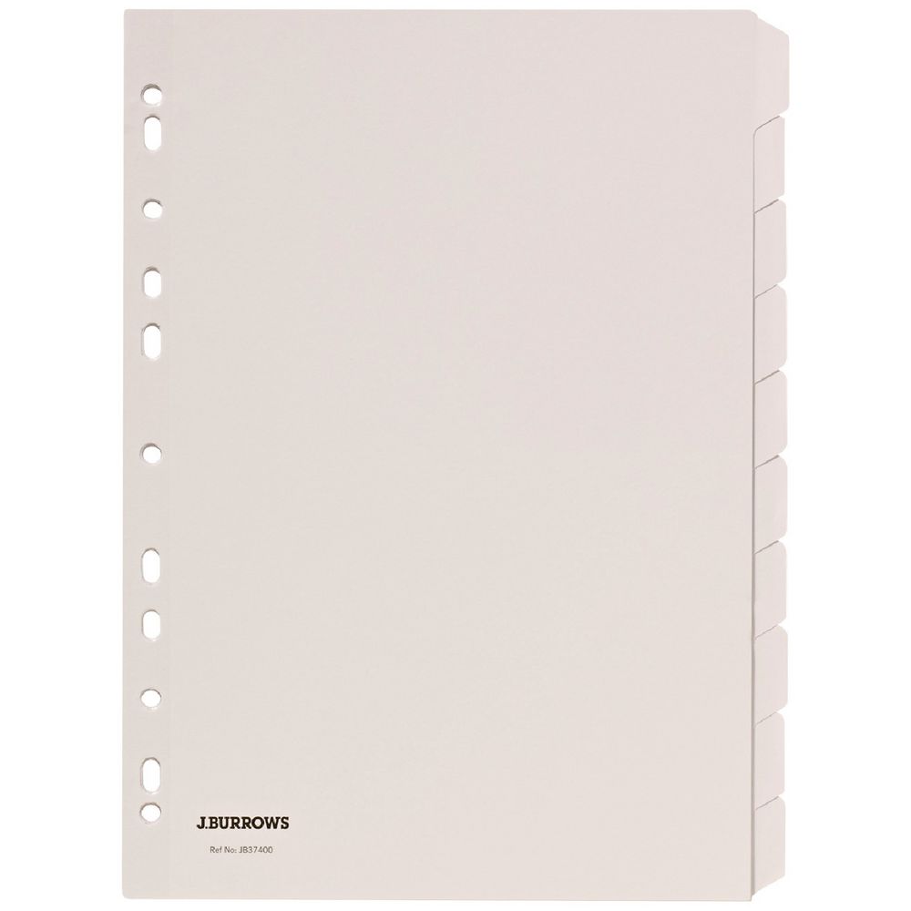 J.Burrows A4 10 Tab Dividers White