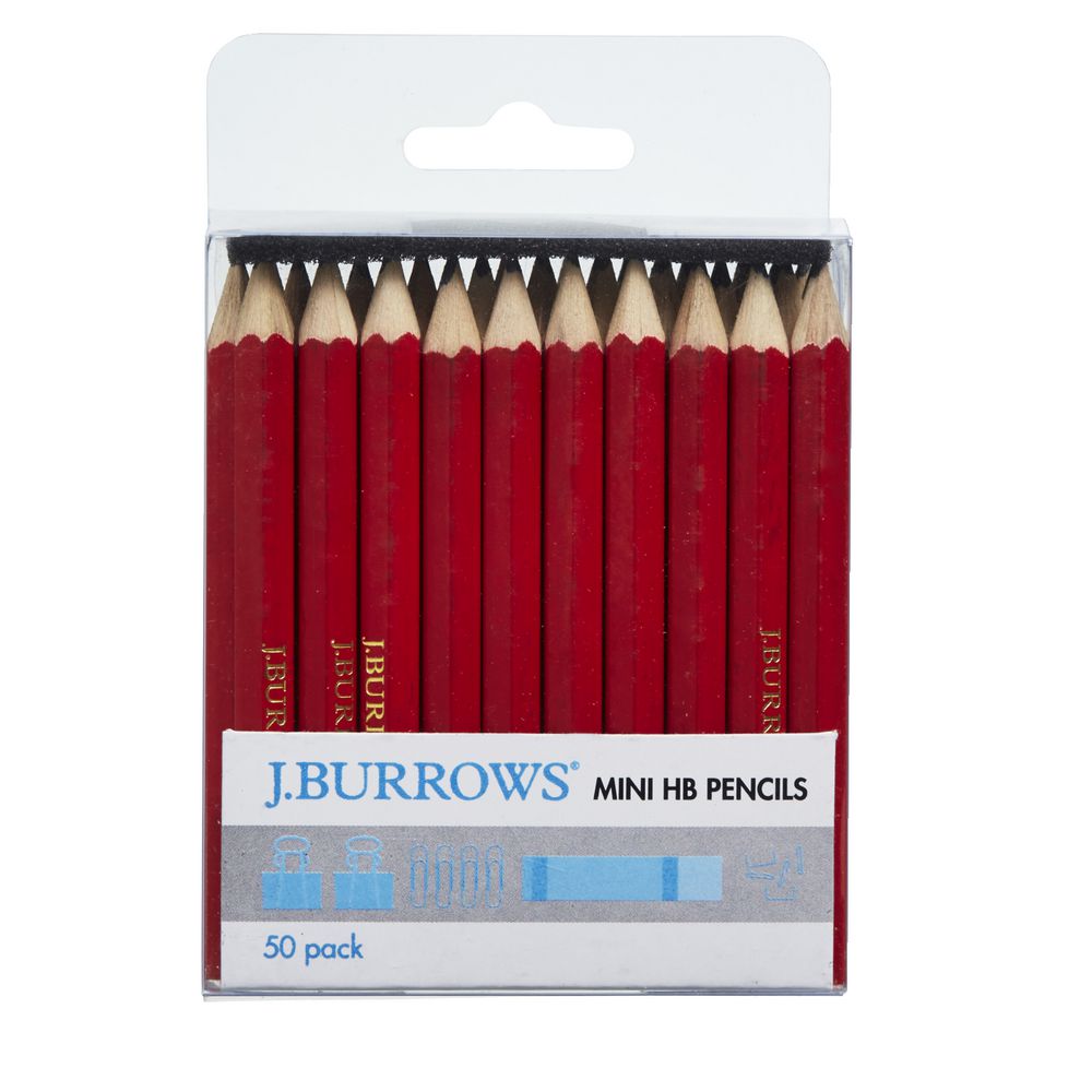 J Burrows Half Size Graphite Pencils Hb 50 Pack Officeworks