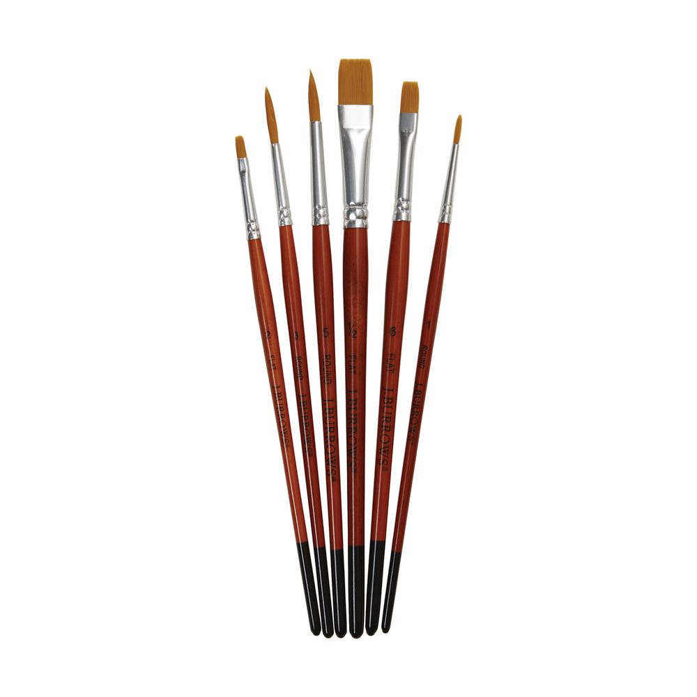 J.Burrows Paintbrush Set Assorted 6 Piece Long Liner
