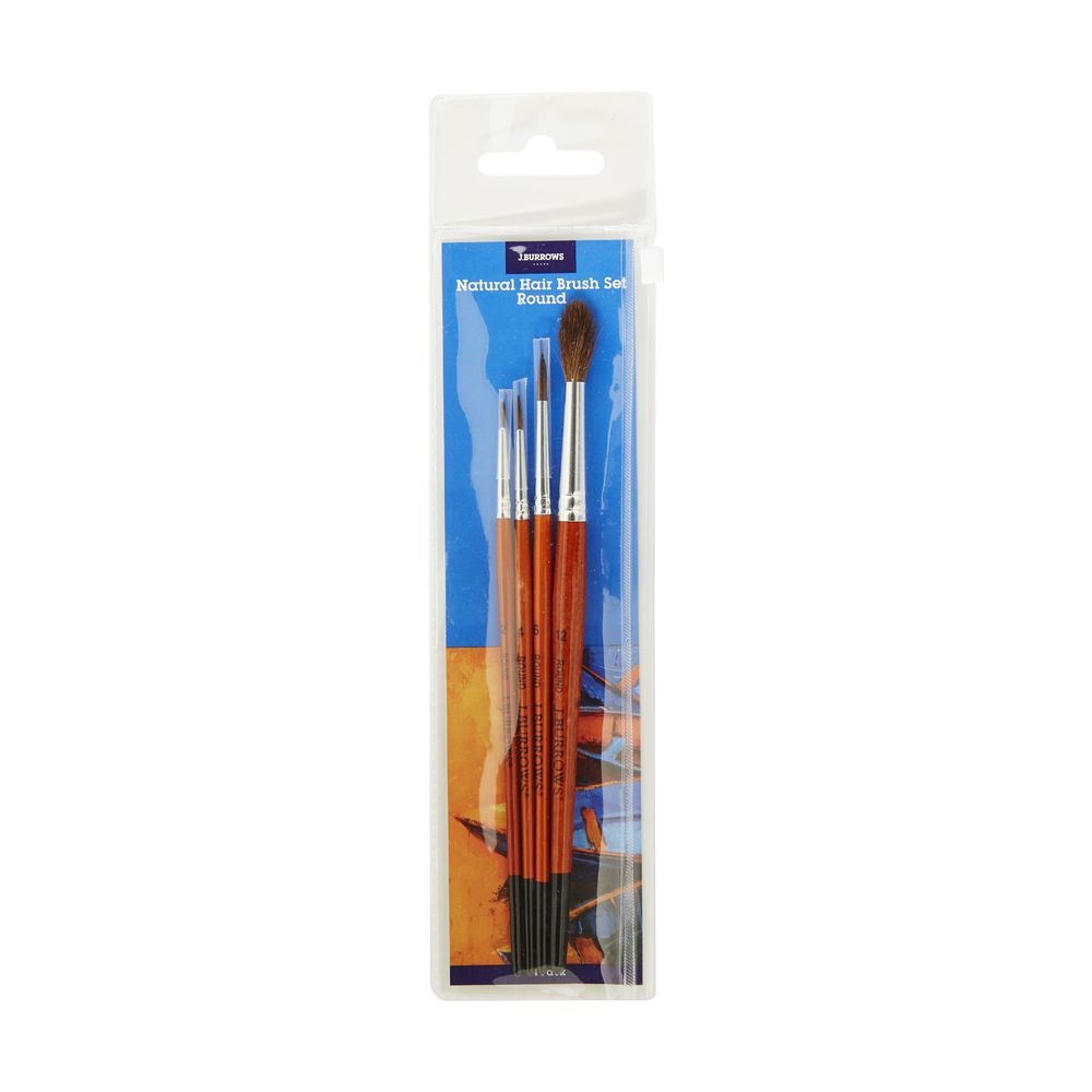 J.Burrows Round Pony Paintbrush Set 4 Piece