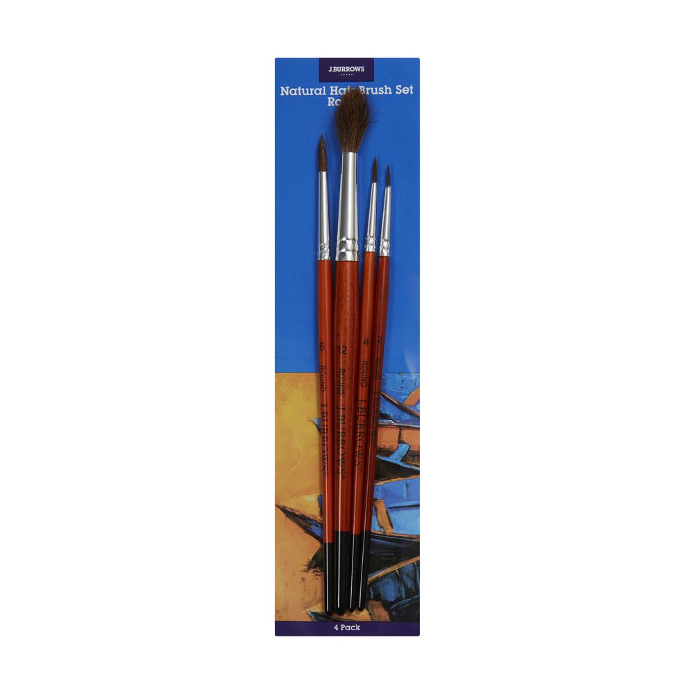 J.Burrows Round Pony Paintbrush Set 4 Piece