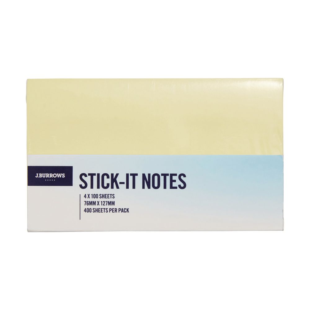J.Burrows Stick-it Notes 76 x 127mm 4 Pack