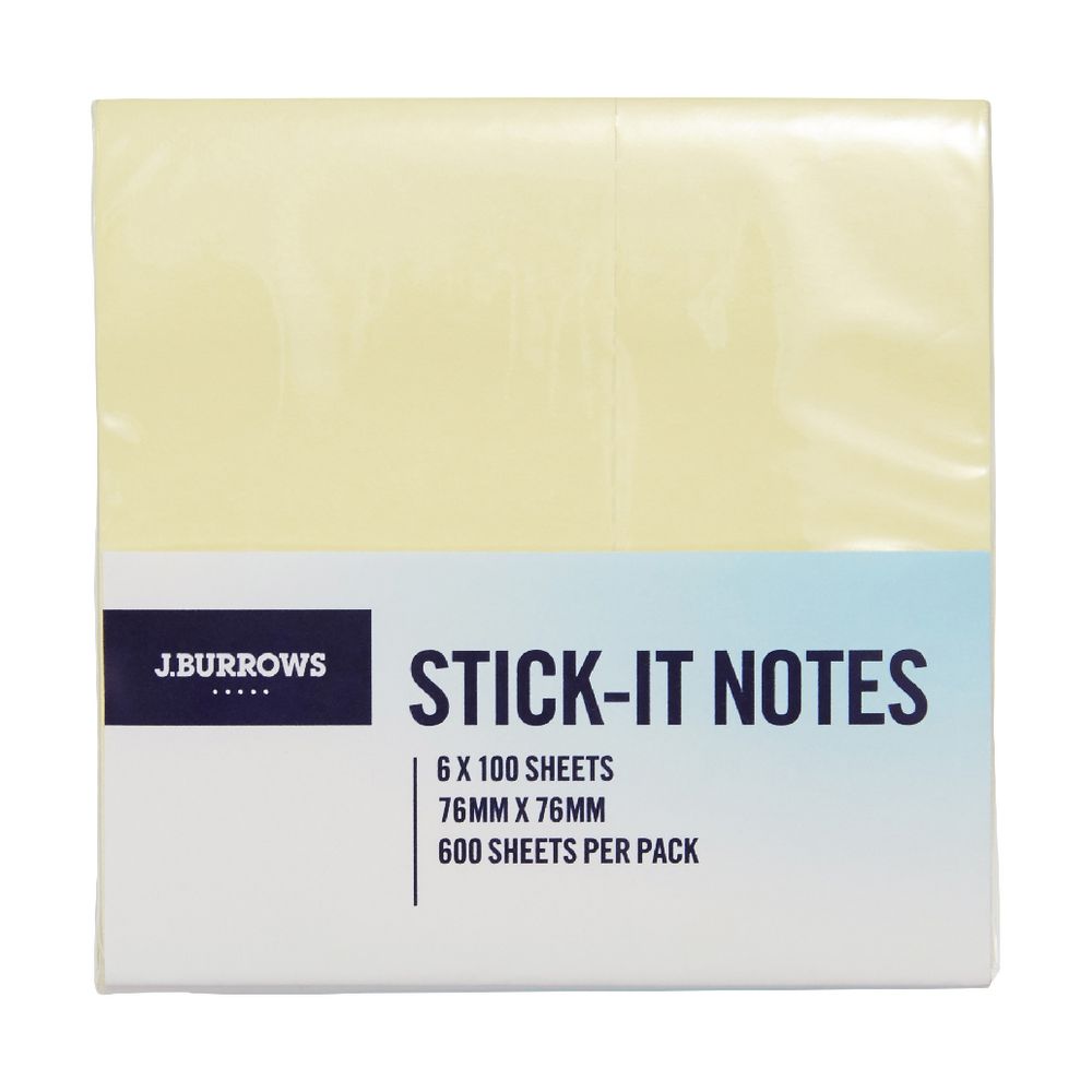 J.Burrows Stick-it Notes 76 x 76 mm 6 Pack