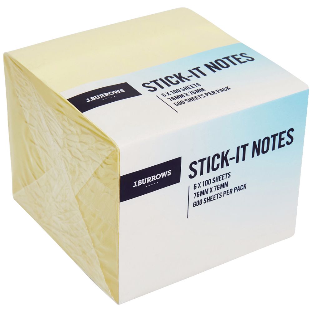J.Burrows Stick-it Notes 76 x 76 mm 6 Pack