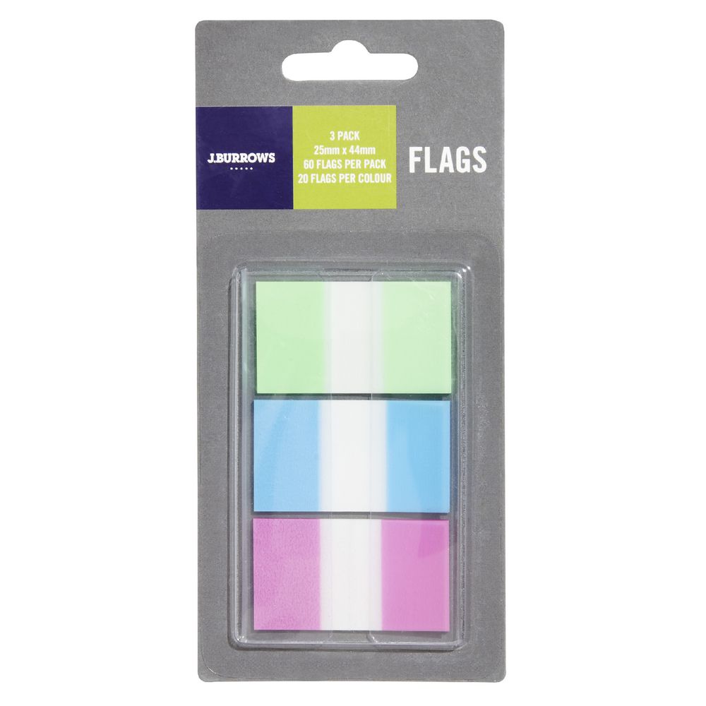 J.Burrows Flags 25x44mm Assorted 3 Pack
