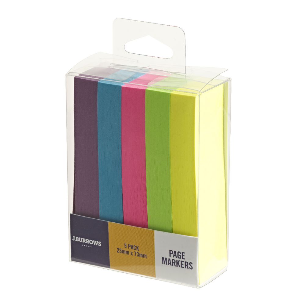 J.Burrows Page Markers 23 x 73mm 5 Pack