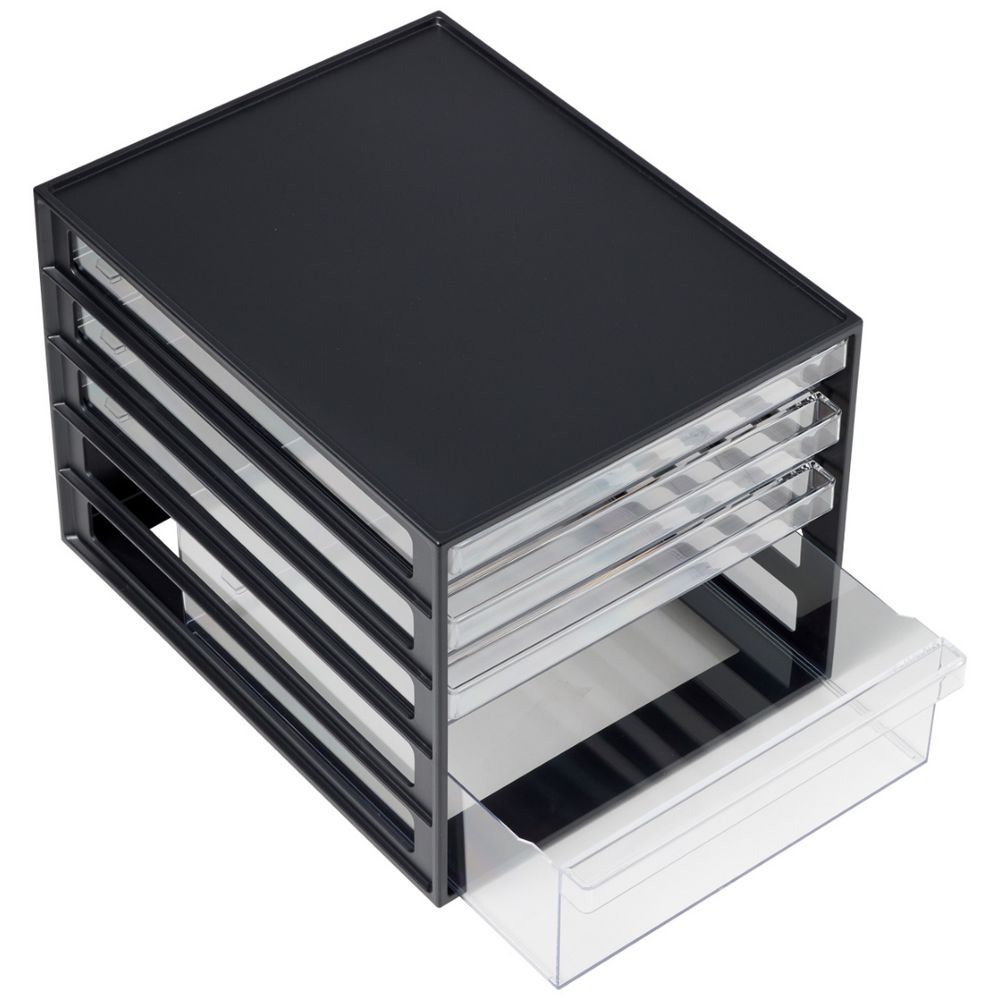 J.Burrows Desktop File Organiser 4 Drawer Black | Officeworks