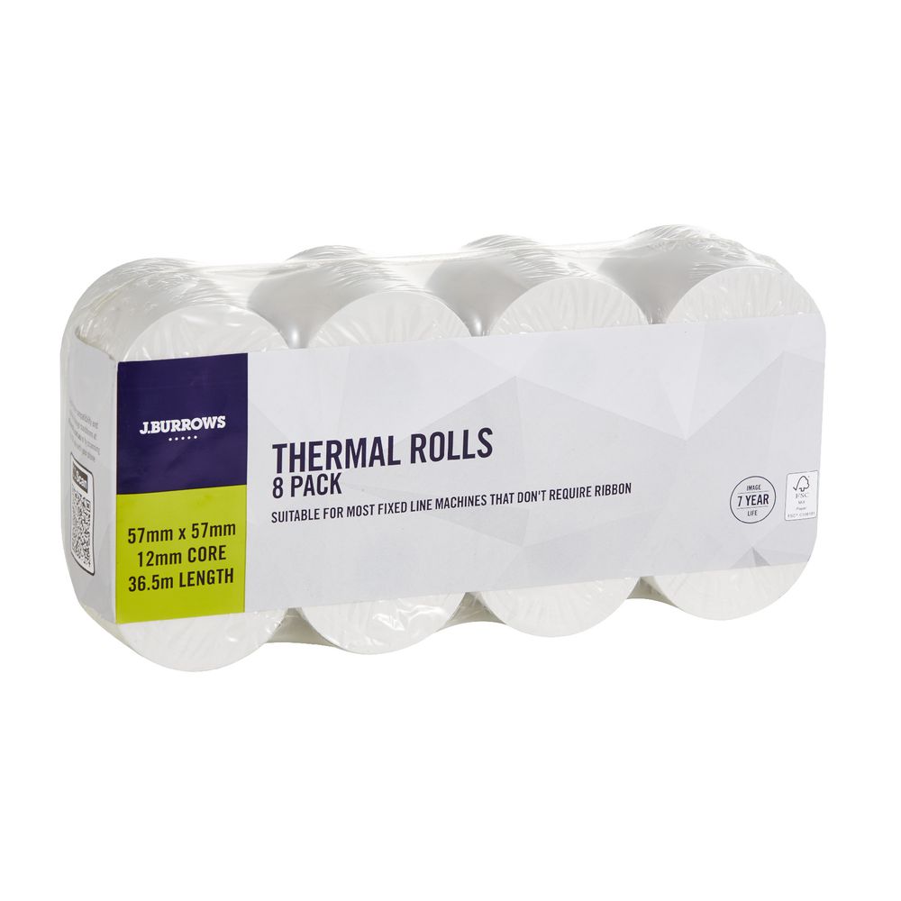 J.Burrows Thermal Rolls 57 x 57mm 8 Pack