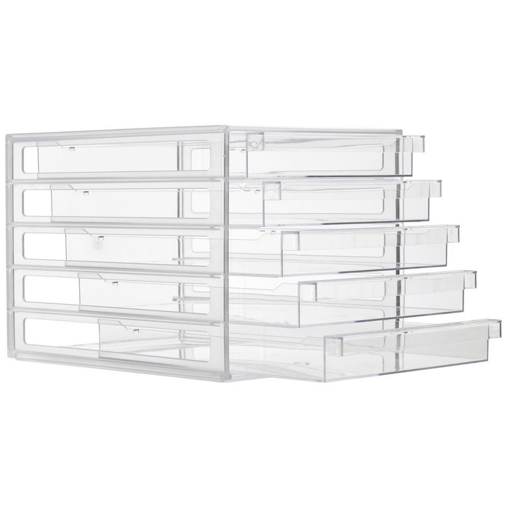 J.Burrows Desktop File Organiser 5 Drawer Clear | Officeworks