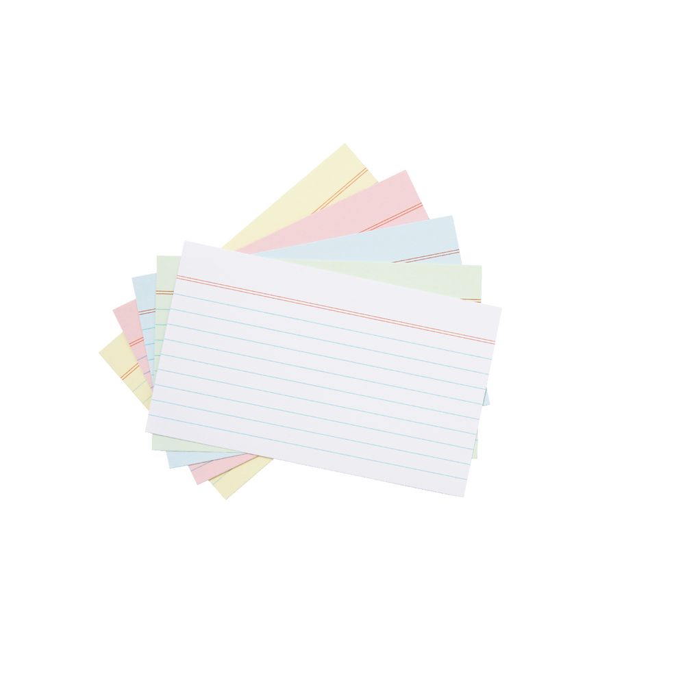 J.Burrows Index Cards Ruled 127 x 76mm Assorted 500 Pack