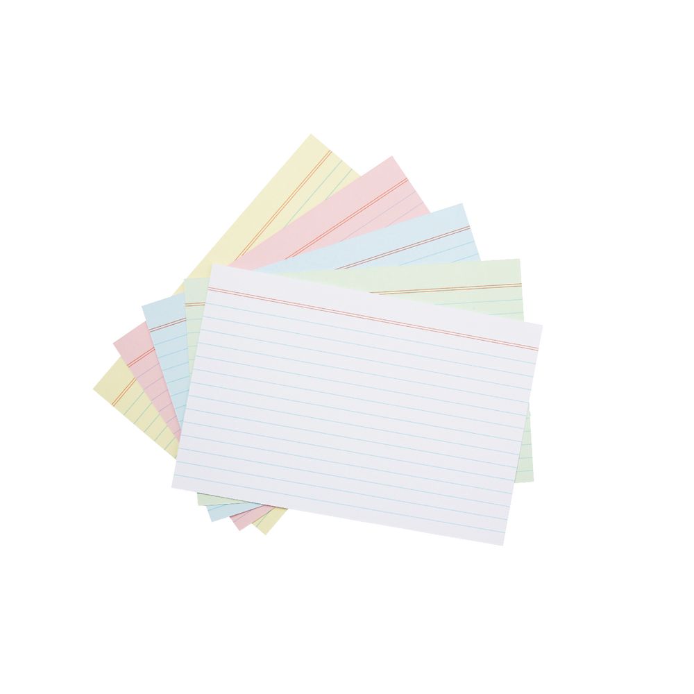 J.Burrows Index Cards Ruled 152 x 102mm Assorted 500 Pack