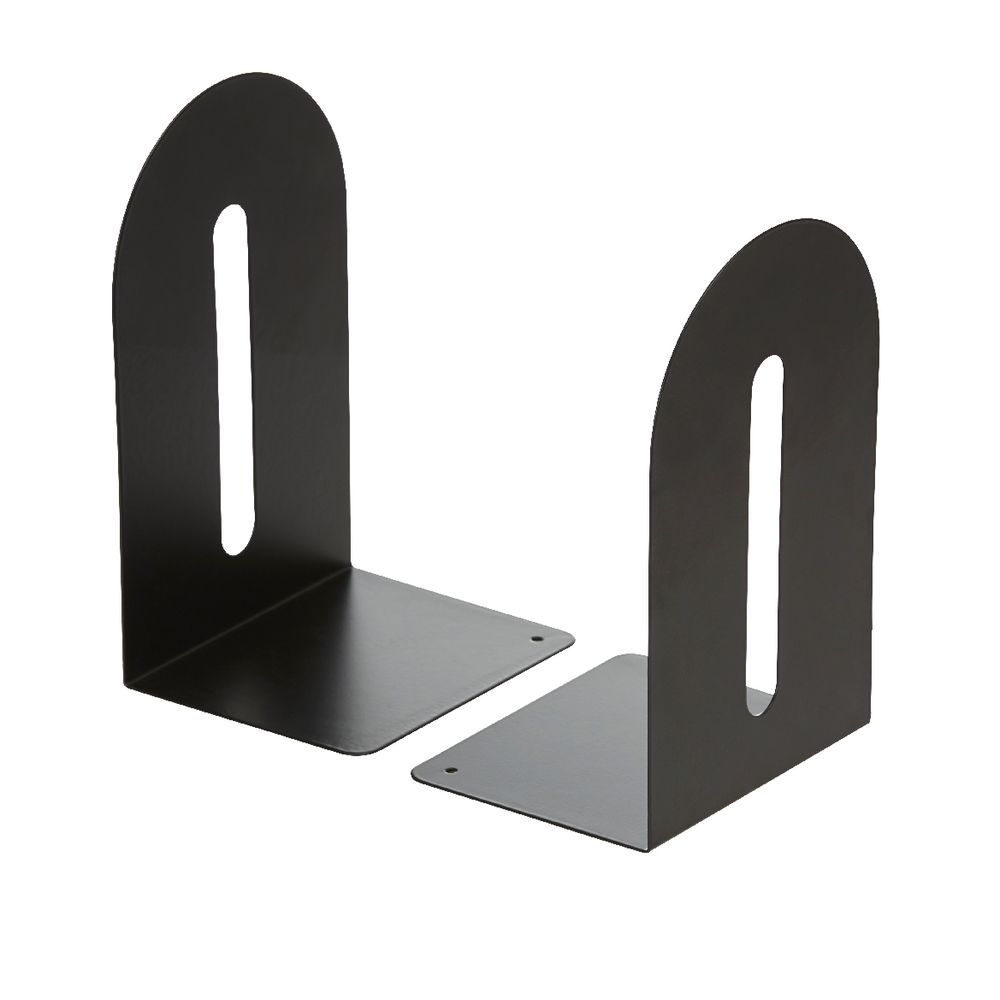 J.Burrows Rounded Heavy Duty Bookends Pair Black