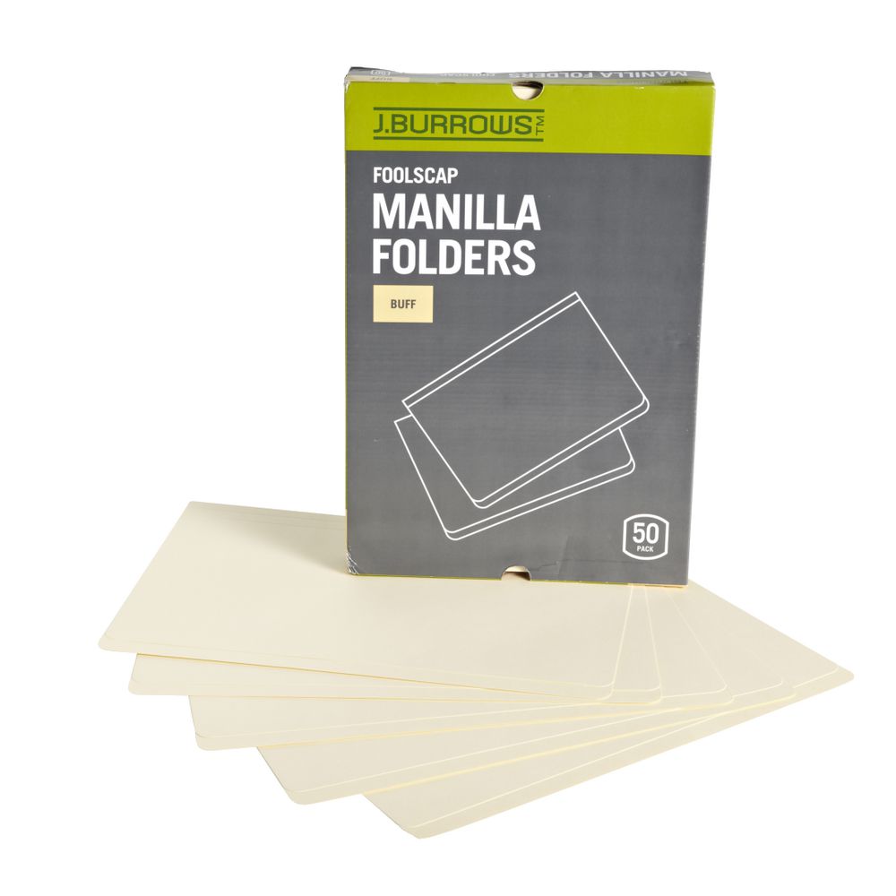 J.Burrows Manila Folder Foolscap Buff 50 Pack