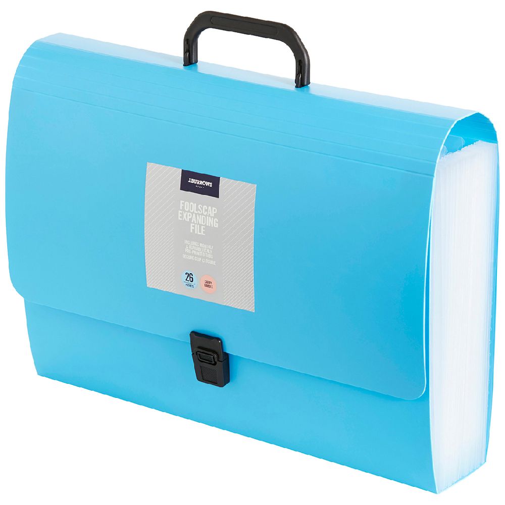 J.Burrows Expanding File Foolscap 26 Pocket Blue