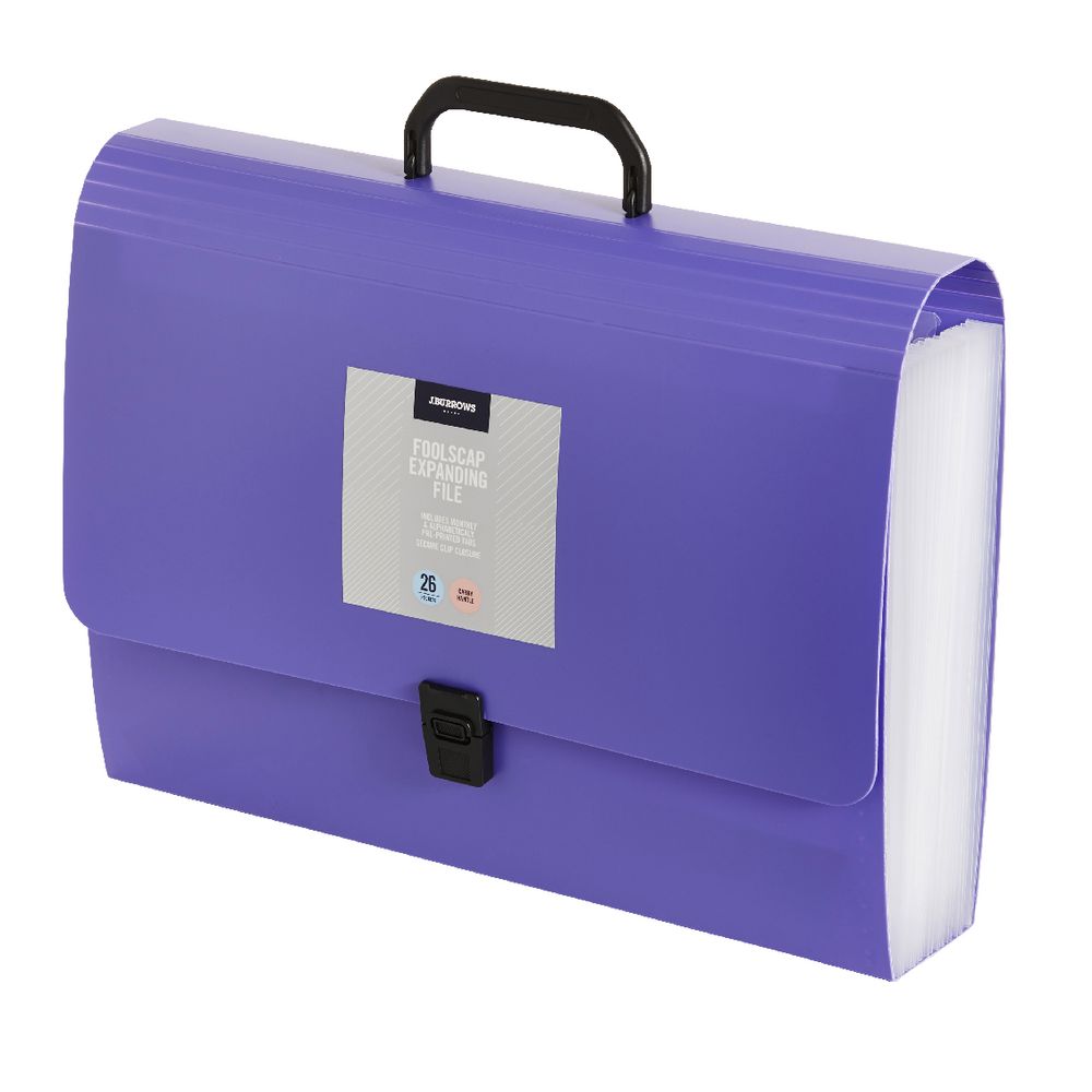 J.Burrows Expanding File Foolscap 26 Pocket Purple