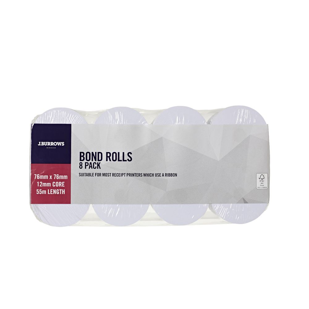 J.Burrows Bond Rolls 76 x 76mm 8 Pack