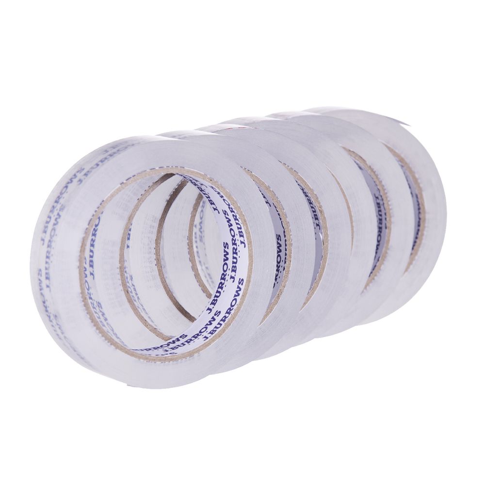 J.Burrows Clear Adhesive Tape 24mm x 76m 6 Pack