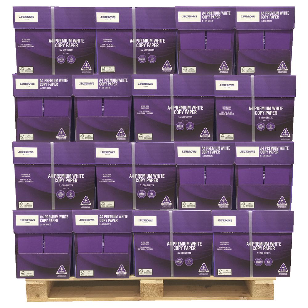 J.Burrows 80gsm Premium A4 Copy Paper 400 Ream Pallet