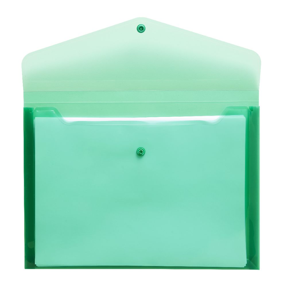 J.Burrows Document Wallet A4 Button Closure Green