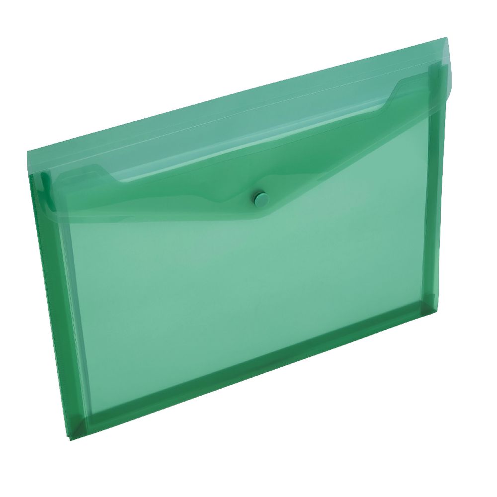 J.Burrows Document Wallet A4 Button Closure Green