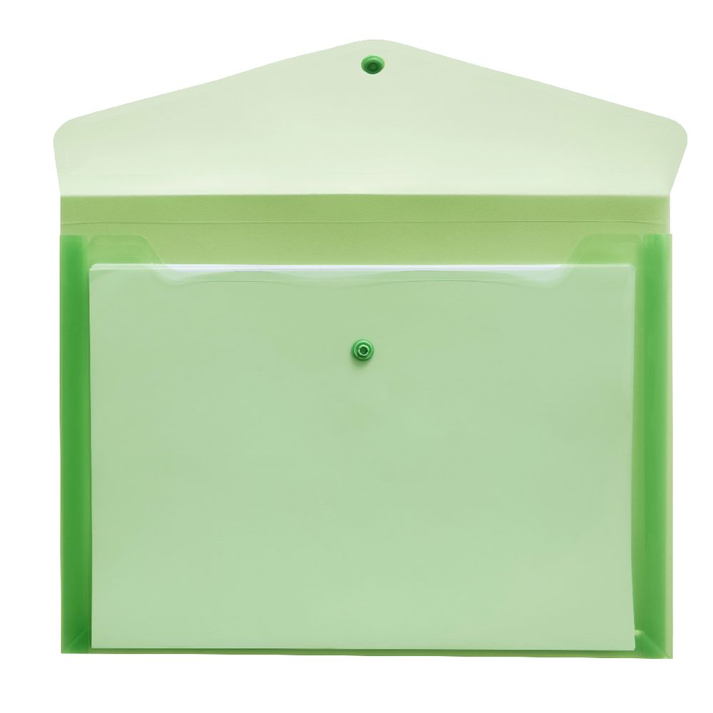 J.Burrows Document Wallet A4 Button Closure Lime
