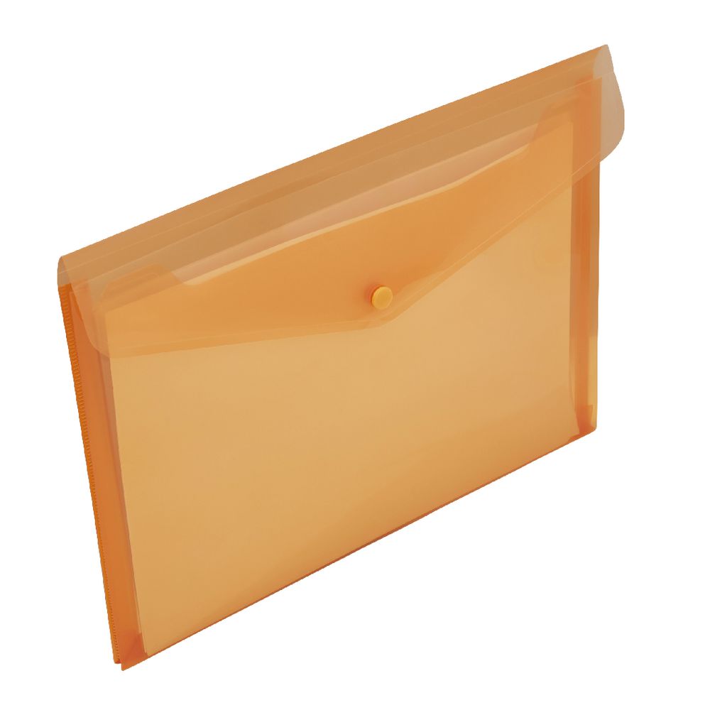 J.Burrows Document Wallet A4 Button Closure Orange