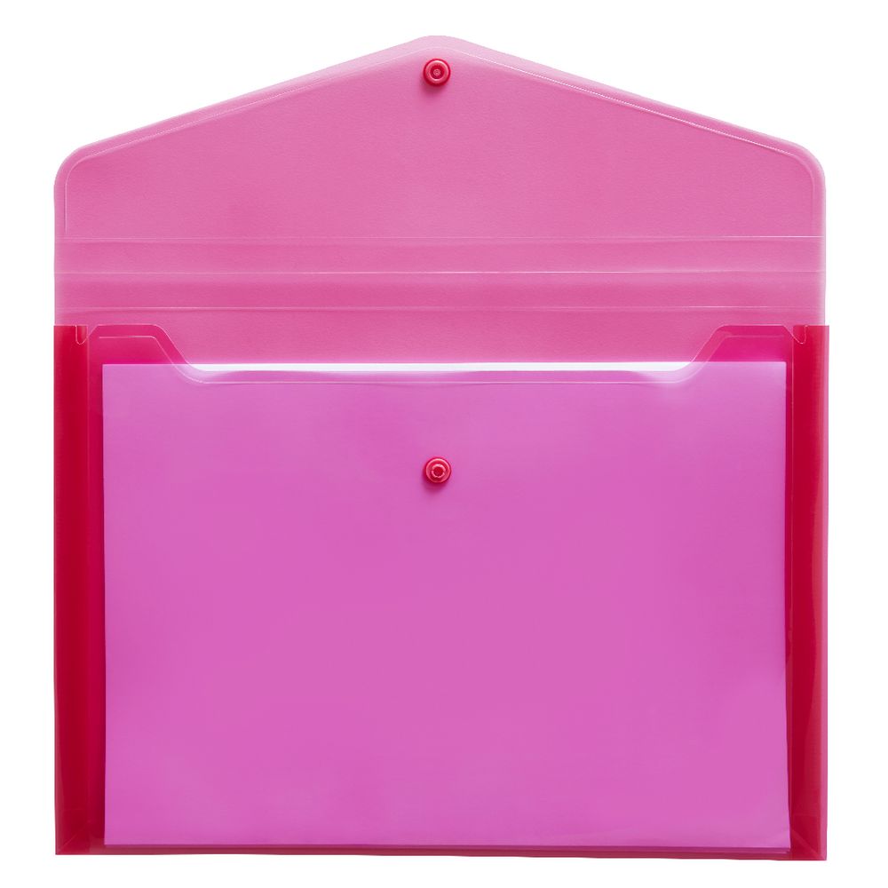 J.Burrows Document Wallet A4 Button Closure Pink