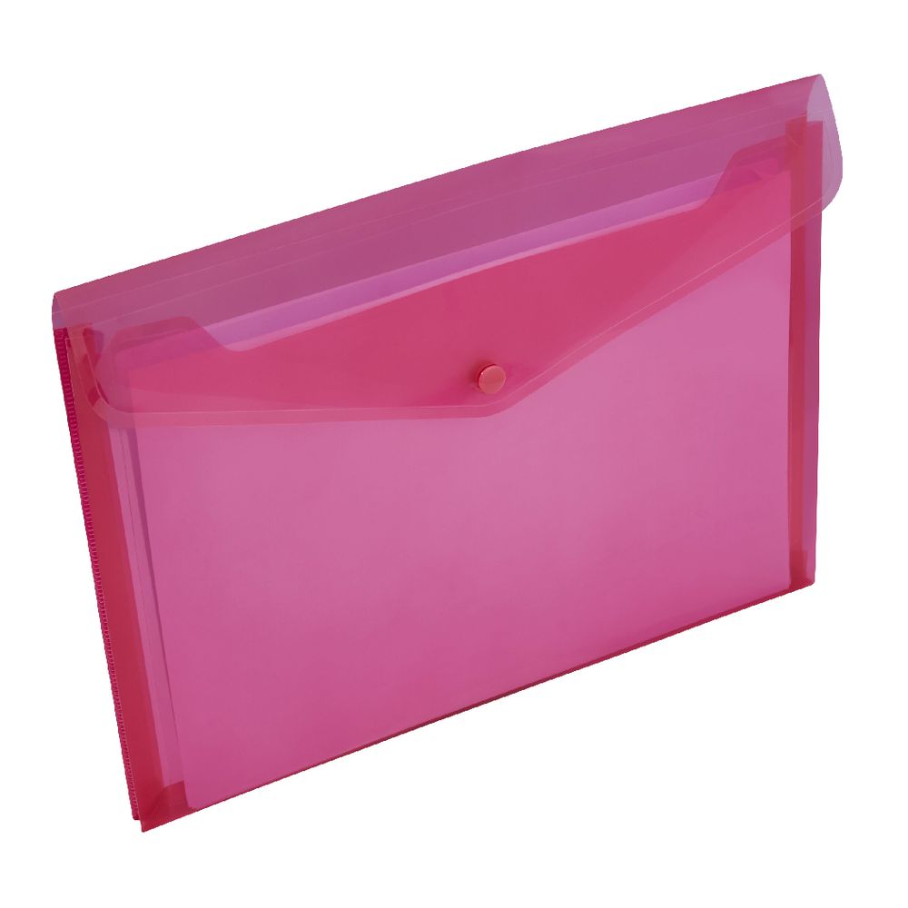J.Burrows Document Wallet A4 Button Closure Pink